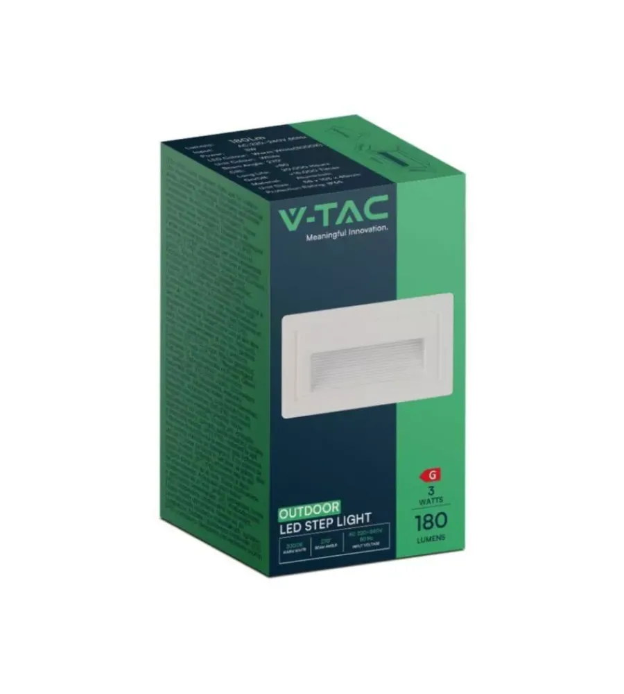 Illuminazione Per Esterno|Faretto led segnapasso ad incasso da esterno rettangolare vtac bianco 3000k