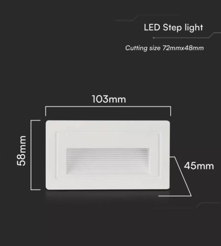 Illuminazione Per Esterno|Faretto led segnapasso ad incasso da esterno rettangolare vtac bianco 3000k