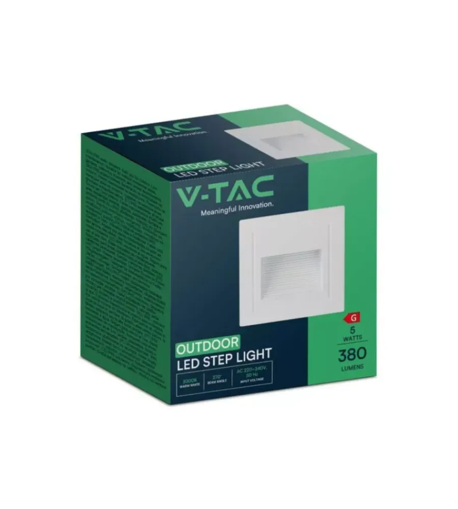 Faretto led segnapasso ad incasso da esterno quadrato vtac bianco 3000k Illuminazione Per Esterno