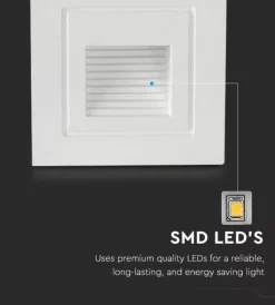 Illuminazione Per Esterno- Faretto led segnapasso ad incasso da esterno quadrato vtac bianco 3000k