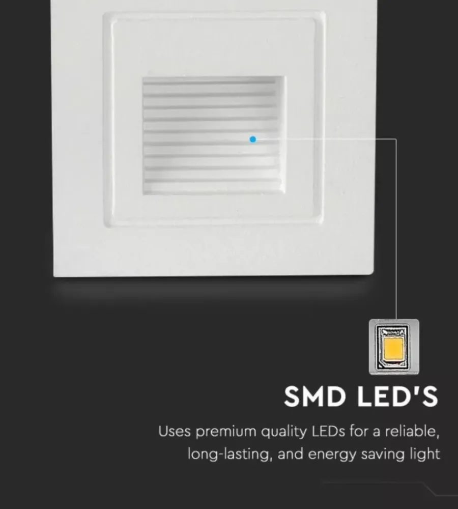 Illuminazione Per Esterno- Faretto led segnapasso ad incasso da esterno quadrato vtac bianco 3000k