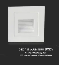 Illuminazione Per Esterno- Faretto led segnapasso ad incasso da esterno quadrato vtac bianco 3000k