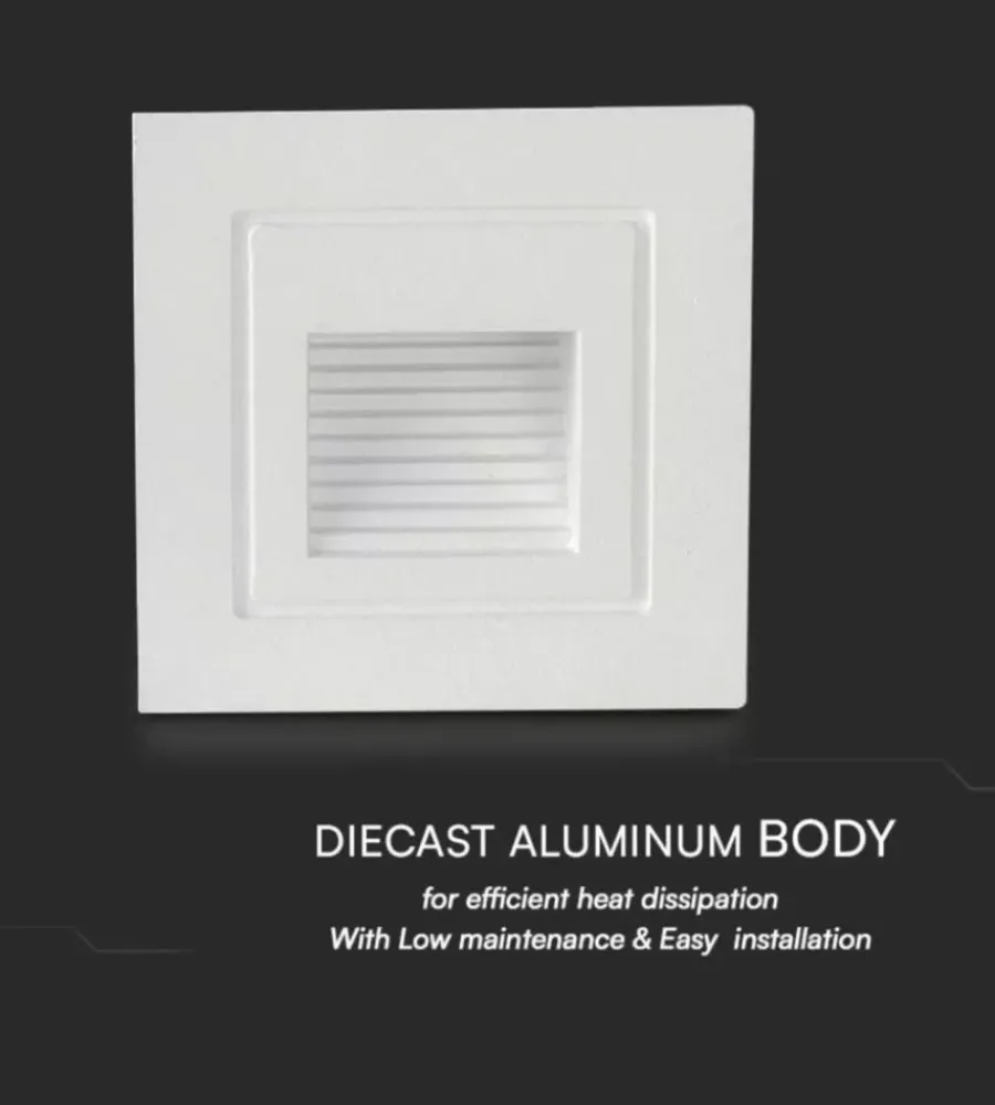 Illuminazione Per Esterno- Faretto led segnapasso ad incasso da esterno quadrato vtac bianco 3000k