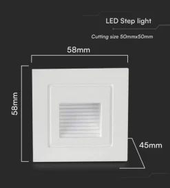 Illuminazione Per Esterno- Faretto led segnapasso ad incasso da esterno quadrato vtac bianco 3000k
