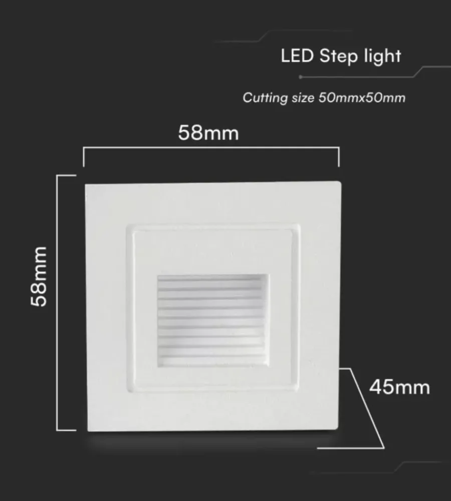 Illuminazione Per Esterno- Faretto led segnapasso ad incasso da esterno quadrato vtac bianco 3000k
