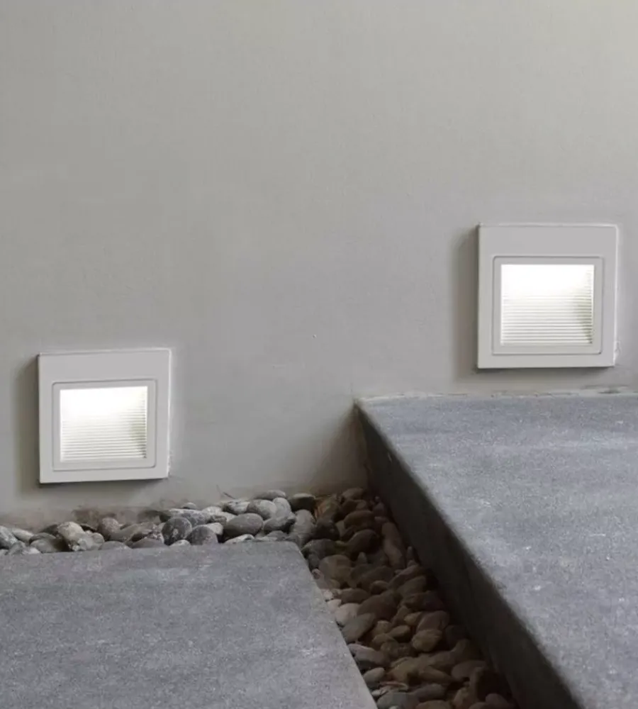 Illuminazione Per Esterno- Faretto led segnapasso ad incasso da esterno quadrato vtac bianco 4000k