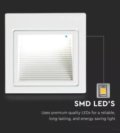 Illuminazione Per Esterno- Faretto led segnapasso ad incasso da esterno quadrato vtac bianco 4000k