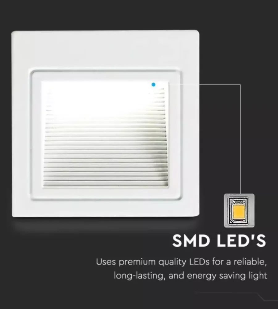 Illuminazione Per Esterno- Faretto led segnapasso ad incasso da esterno quadrato vtac bianco 4000k