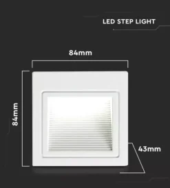 Illuminazione Per Esterno- Faretto led segnapasso ad incasso da esterno quadrato vtac bianco 4000k