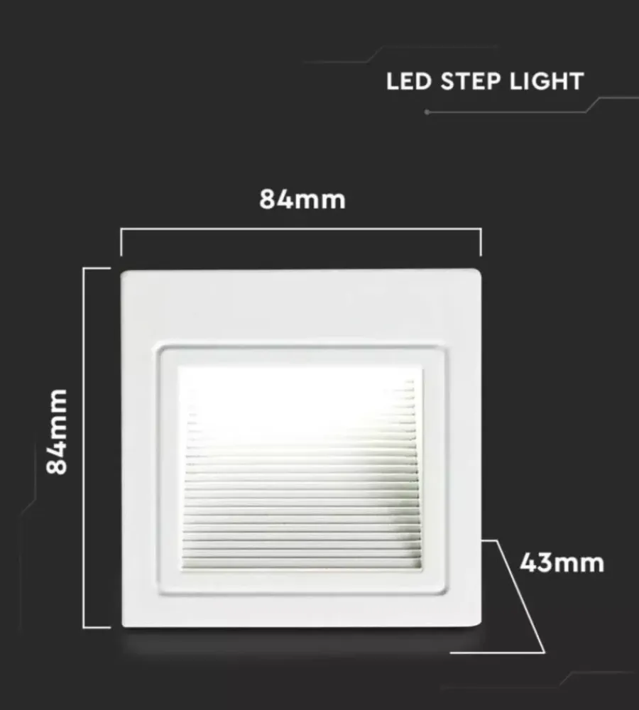 Illuminazione Per Esterno- Faretto led segnapasso ad incasso da esterno quadrato vtac bianco 4000k