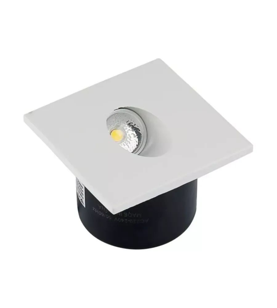 Illuminazione Per Esterno- Faretto led segnapasso ad incasso da esterno quadrato vtac bianco 4000k