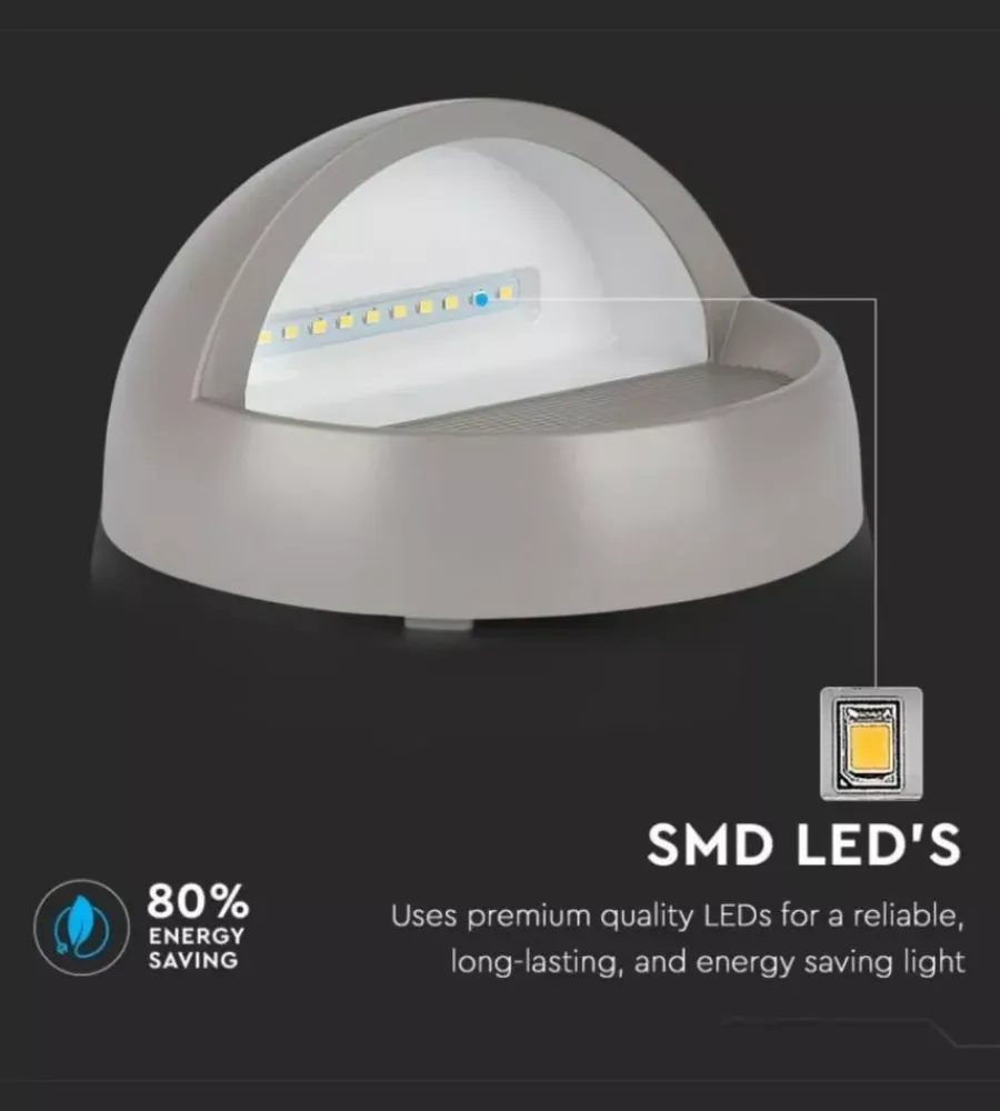 Best Faretto led segnapasso rotondo da 3w a plafone da esterno vtac grigio 4000k Illuminazione Per Esterno