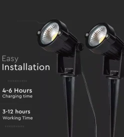 Illuminazione Per Esterno|Faretto led solare da esterno con picchetto vtac nero 3000k 2 pezzi