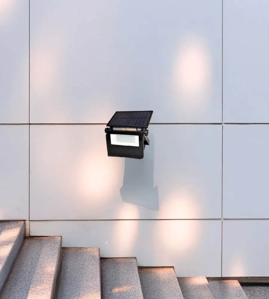 Illuminazione Per Esterno- Faro da muro led solare crepuscolare, 12 w 5000 k