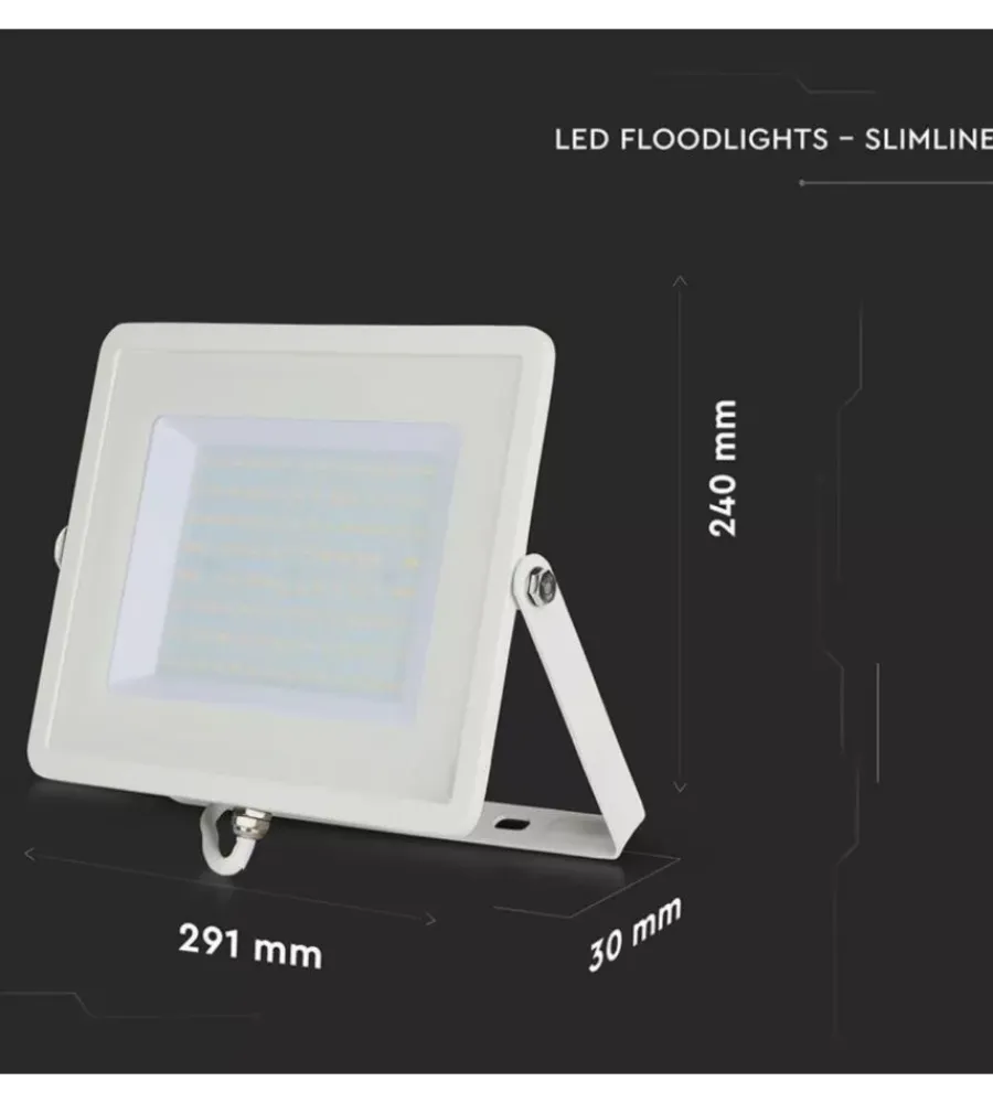 Illuminazione Per Esterno- Faro led bianco 3000k 100w, 8000lm