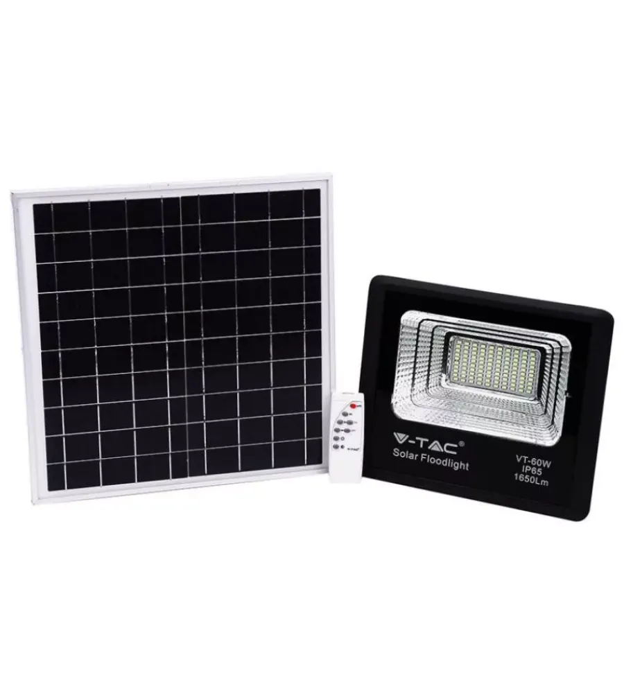 Illuminazione Per Esterno- Faro led con pannello solare e telecomando 6000k, 20w