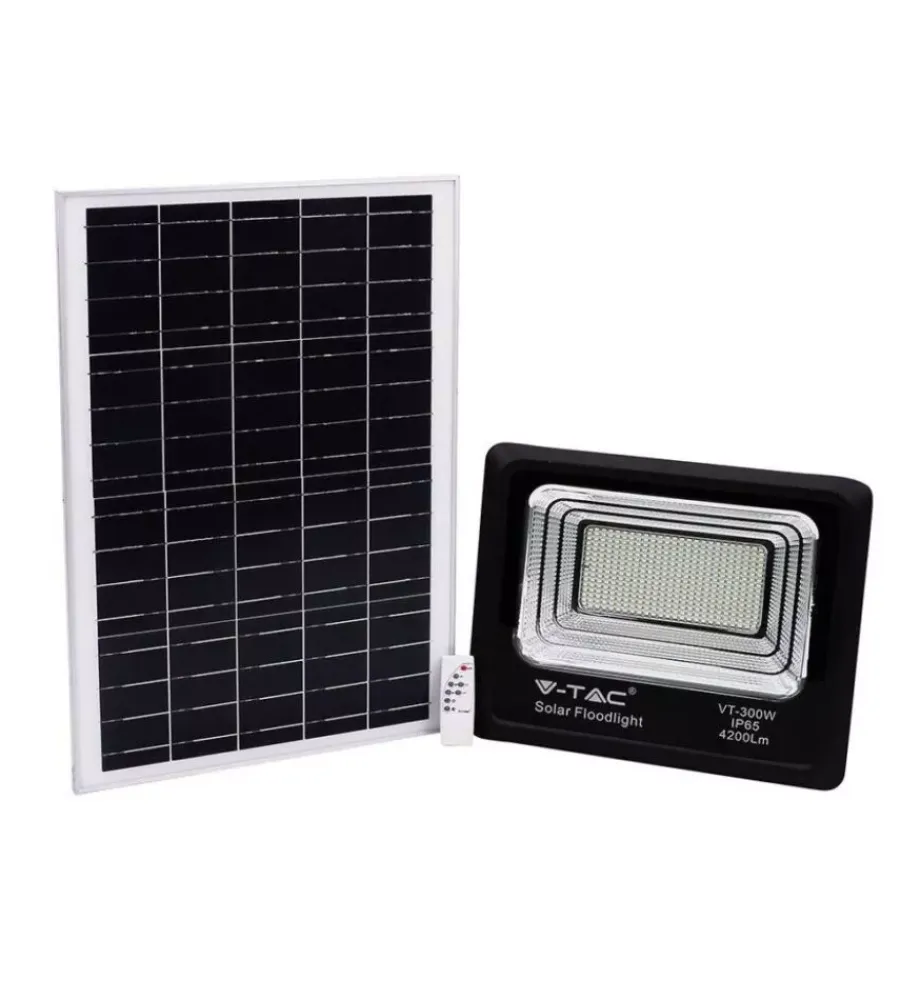 Hot Faro led con telecomando e pannello solare 50w, 6000k Illuminazione Per Esterno