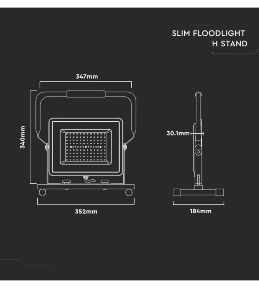 Illuminazione Per Esterno- Faro led da cantiere in alluminio "chip samsung" 100 w 400k 8200lm