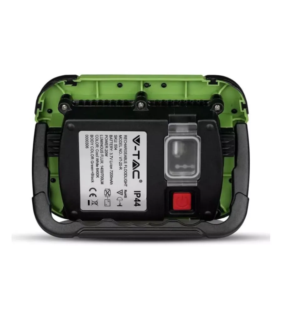 Illuminazione Per Esterno- Faro led ricaricabile vtac con sos flash verde 4000k 20w