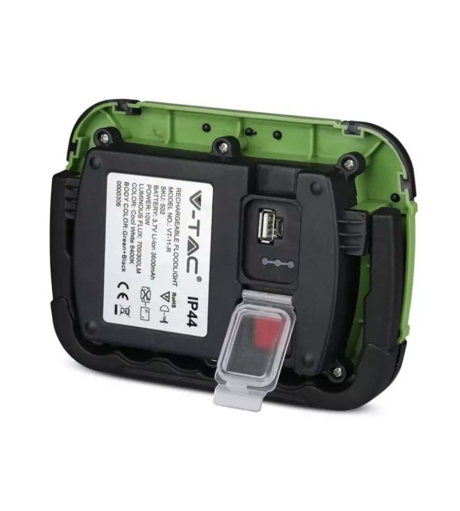 Illuminazione Per Esterno- Faro led ricaricabile vtac verde 4000k 10w