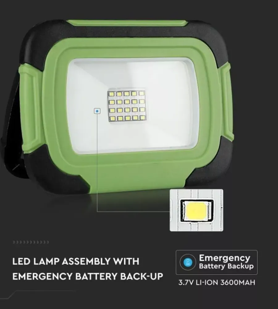 Illuminazione Per Esterno- Faro led ricaricabile vtac verde 4000k 10w