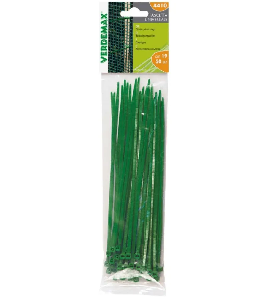 Attrezzatura Giardinaggio-Verdemax Fascetta fissaggio colore verde 190 mm - 50 pz