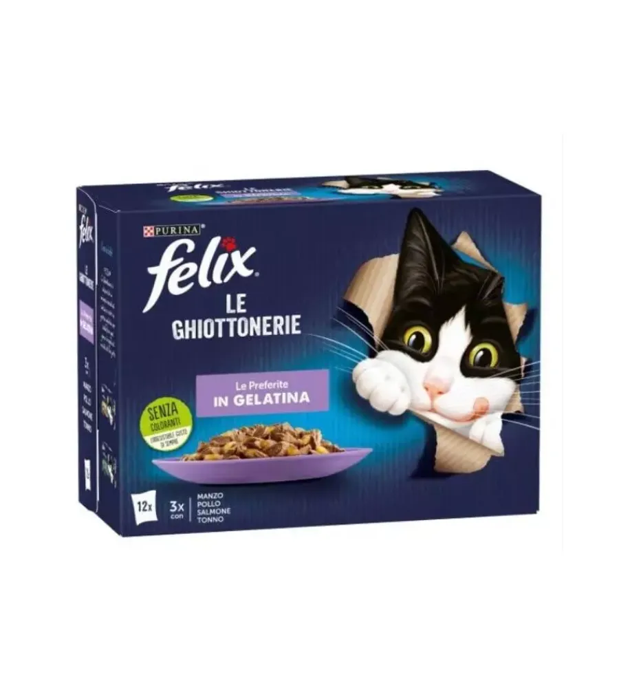 Alimenti Umido Gatto-Purina Felix le ghiottonerie le preferite, 12x85 gr