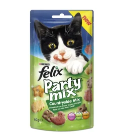 Alimenti Secco Gatto-Purina Felix party mix countryside mix, alimento  per gatti con anatra, tacchino e coniglio.