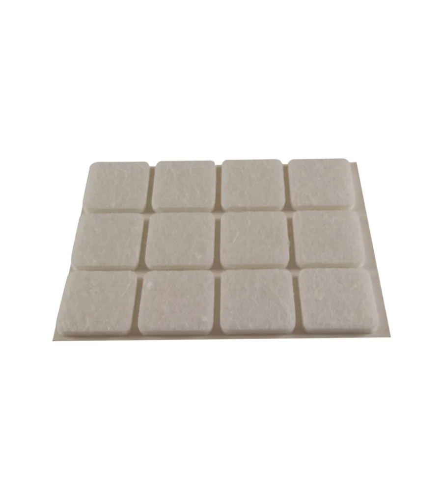 Accessori- Feltrini adesivi quadrati - 20x20 mm. - bianco - 12 pz.