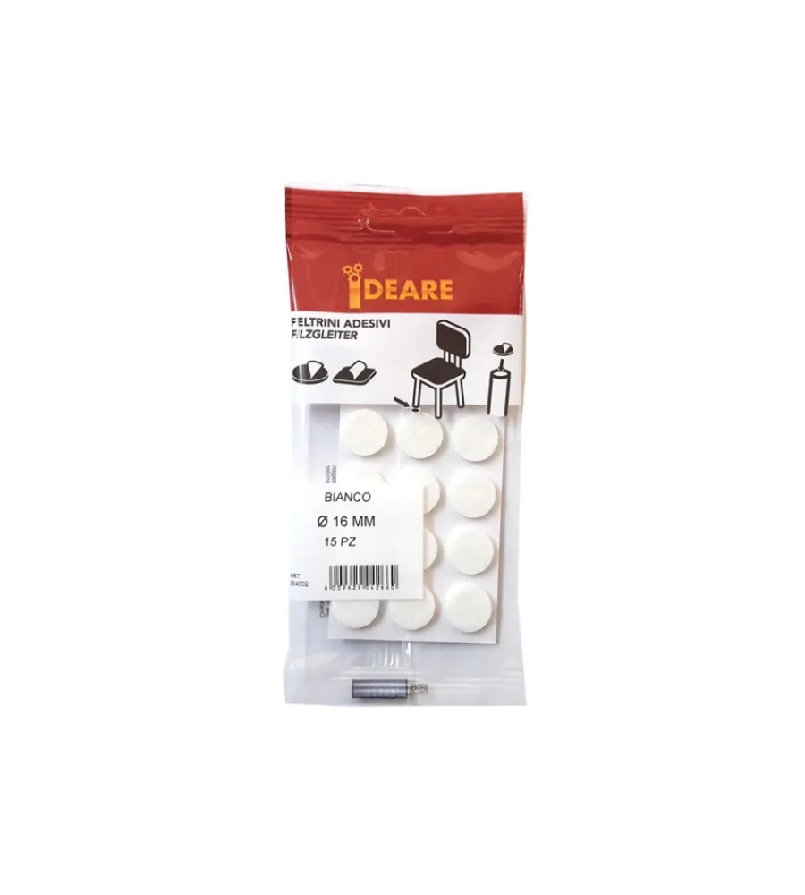 Accessori- Feltrini adesivi tondi ø 16 mm. - bianco - 15 pz.