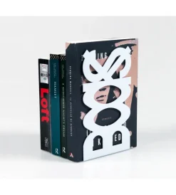 Decorazione Ambienti- Fermalibro in acciaio "books" bianco.