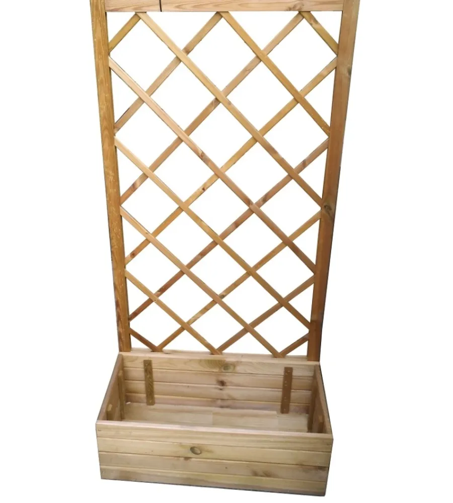 Coltivazione E Cura- Fioreria da esterno in legno di pino con griglia 70x35x140 cm