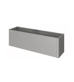 Coltivazione E Cura-Biohort Fioriera da esterno "belvedere midi 200" in acciaio zincato grigio quarzo metallizzato 201x53x61 cm