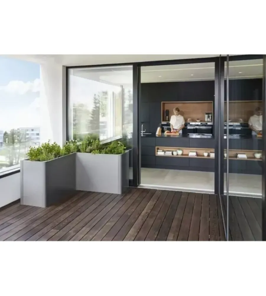 Coltivazione E Cura-Biohort Fioriera da esterno "belvedere midi 200" in acciaio zincato grigio quarzo metallizzato 201x53x61 cm