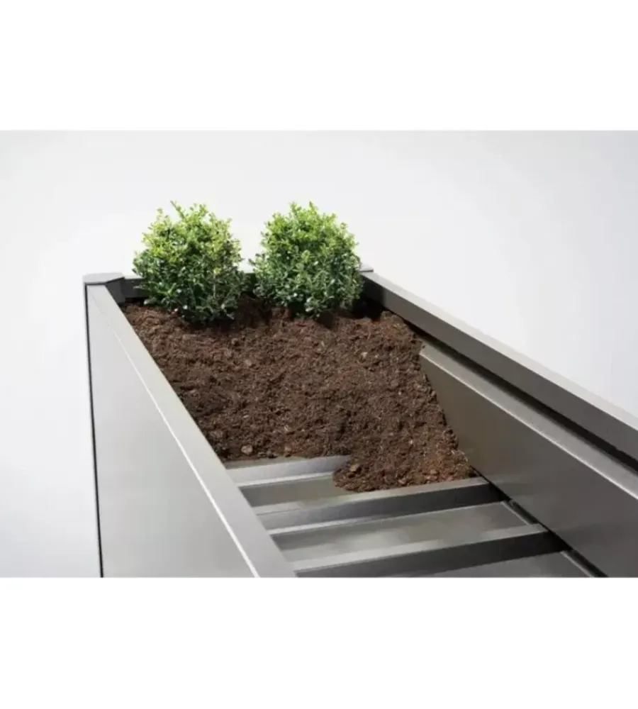 Coltivazione E Cura-Biohort Fioriera da esterno "belvedere midi 200" in acciaio zincato grigio quarzo metallizzato 201x53x61 cm