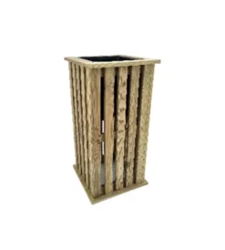 Outlet Fioriera da esterno verticale in legno di pino assemblata 32,5x32,5x65 cm Coltivazione E Cura