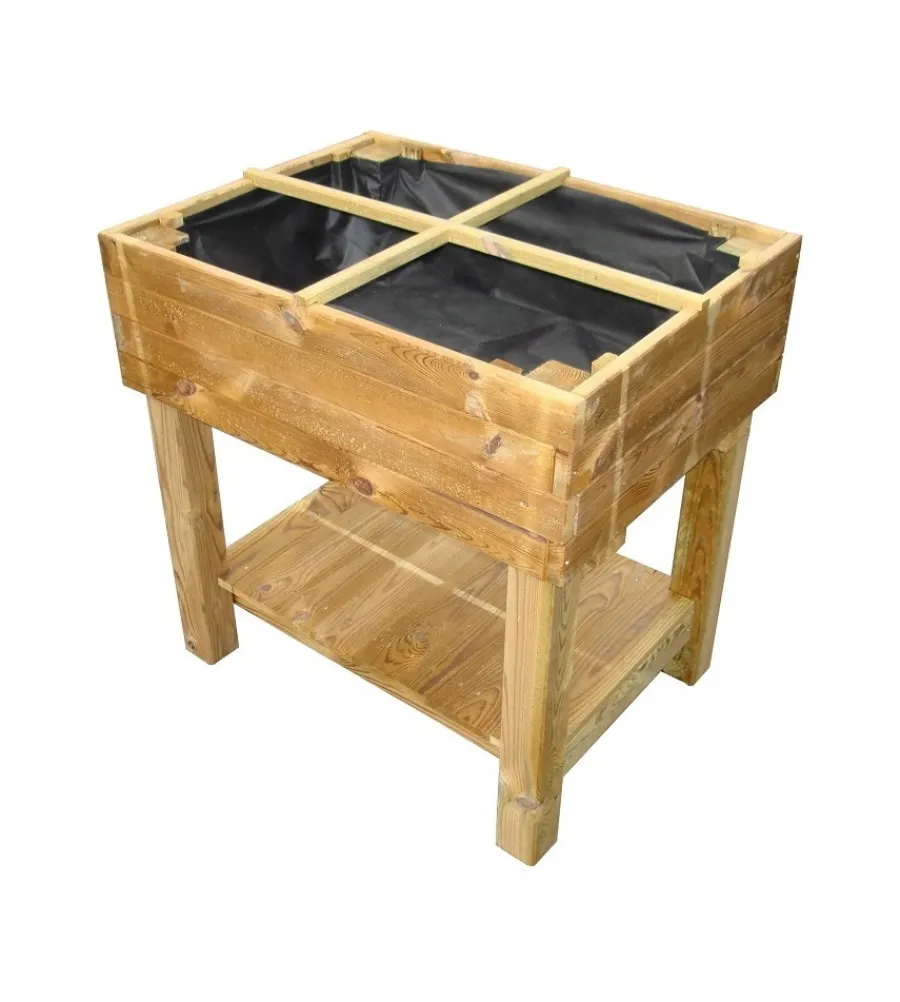 Coltivazione E Cura|Fioriera per orto da esterno con supporto in legno di pino 80x60x80h cm