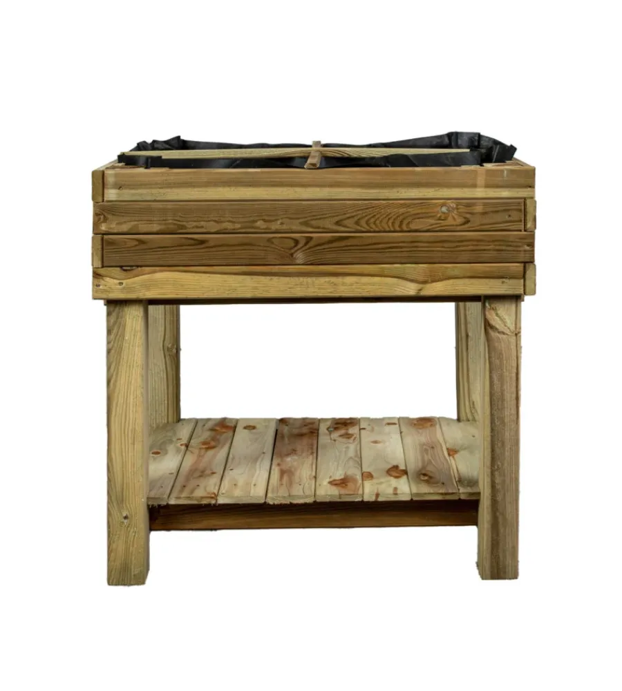Coltivazione E Cura|Fioriera per orto da esterno con supporto in legno di pino 80x60x80h cm
