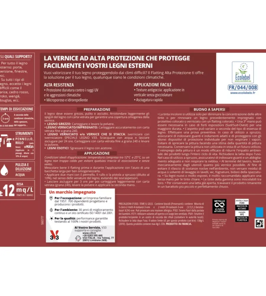 Discount Flatting ad alta protezione incolore, 750 ml Flatting E Vernici Legno