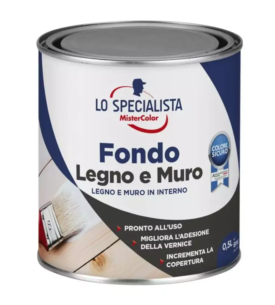 Fondi E Fissativi- Fondo legno e muro 0,5 lt. bianco
