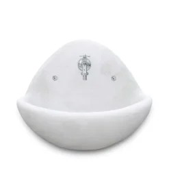 Fontane, Decorazioni E Pavimentazioni|Fontana bacinella da muro "fradusta" anticata colore bianco - 54x25x56 cm