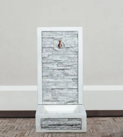 Fontane, Decorazioni E Pavimentazioni-Kam Fontana da giardino a muro "adige" anticato colore grigio,  40x40x92 cm -