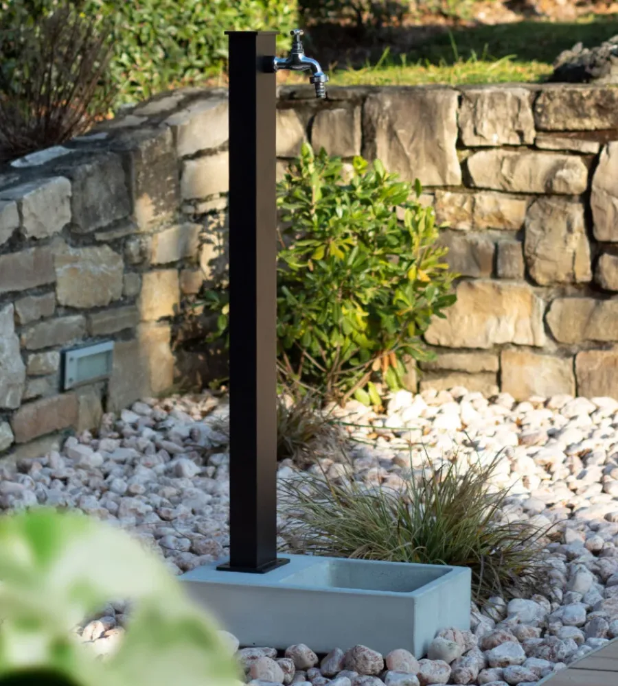 Fontane, Decorazioni E Pavimentazioni-Kam Fontana da giardino vedovella "belfast" in alluminio colore nero, 9,5x11x82 cm