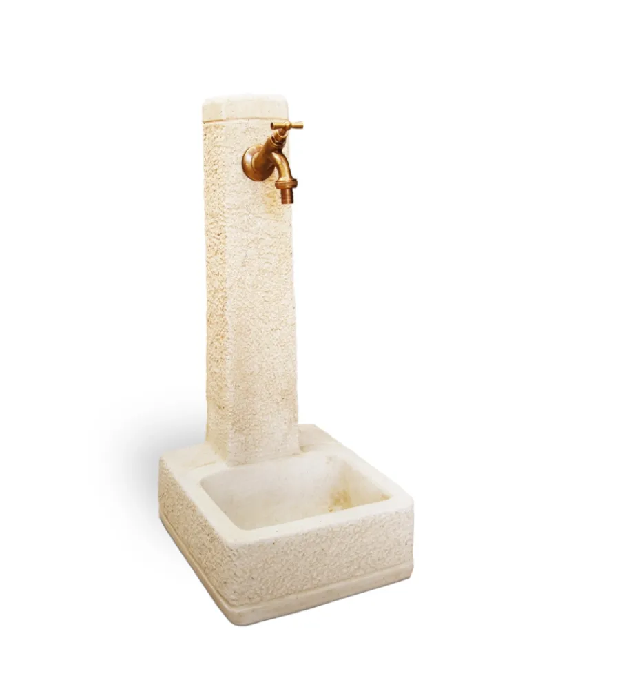 Fontane, Decorazioni E Pavimentazioni- Fontana vedovella anticata "vicenza" colore nocciola - 31x28x65.5 cm