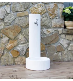 Online Fontana vedovella levigata "brescia" colore bianco - 40x40x83 cm Fontane, Decorazioni E Pavimentazioni