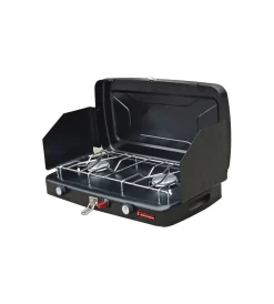 New Fornello a gas portatile con 2 fuochi a valigetta, 46x30x8 cm - Campeggio