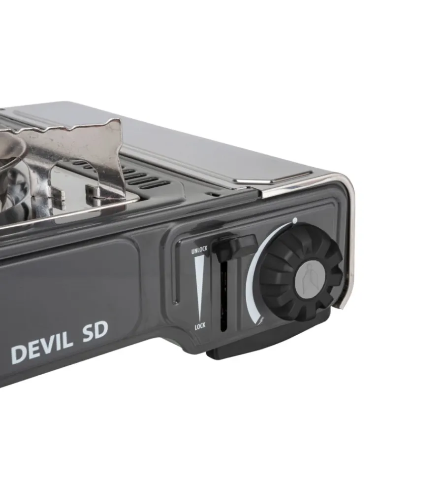 Brunner Campeggio|Fornello da campeggio a gas "devil sd ng" in acciaio inox 1 fuoco 37,2x28,6x12,5 cm