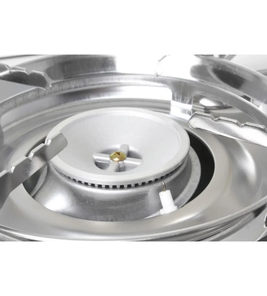 Brunner Campeggio|Fornello da campeggio a gas "devil double grill" in alluminio 2 fuochi e piastra grill 67,9x28,6x12,5 cm