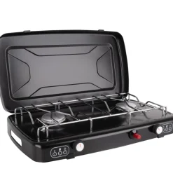 Hot Fornello da campeggio a gas "phoenix" in metallo 2 fuochi 45,9x29,6x8,2 cm Campeggio
