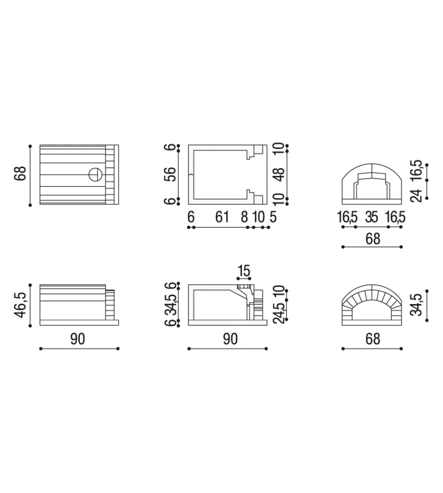 Forni Pizza-Linea VZ Forno per pizza rettangolare "vesuvio" in refrattario, 56x61x54 cm